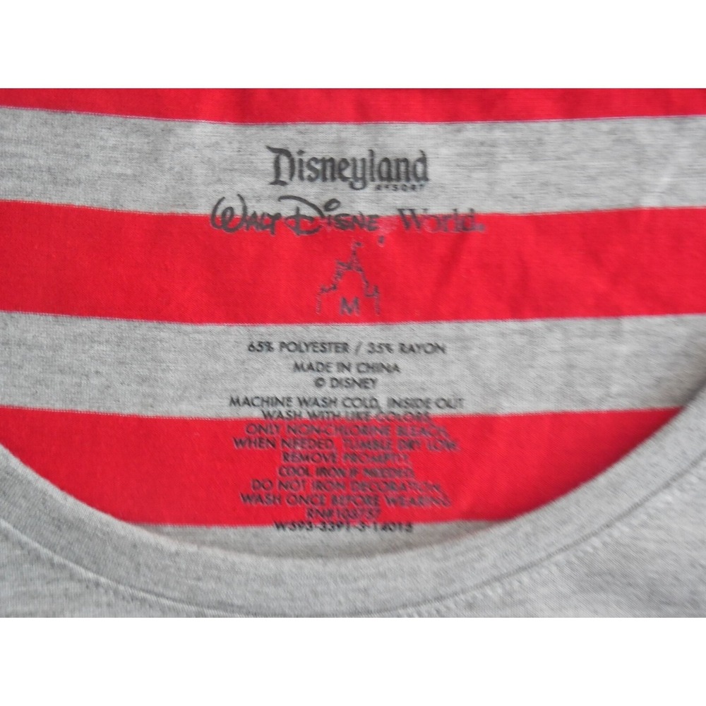 Walt Disney World Womens M Mickey Mouse Graphic Striped Short Sleeve Gray TShirt - Picture 3 of 6